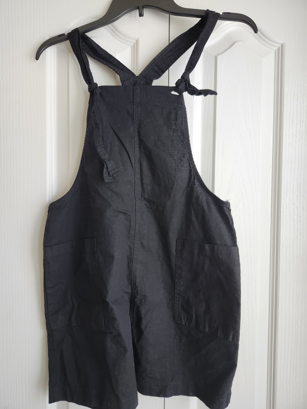 Zenana Outfitters Black Cotton Tie-Shoulder Overall Romper